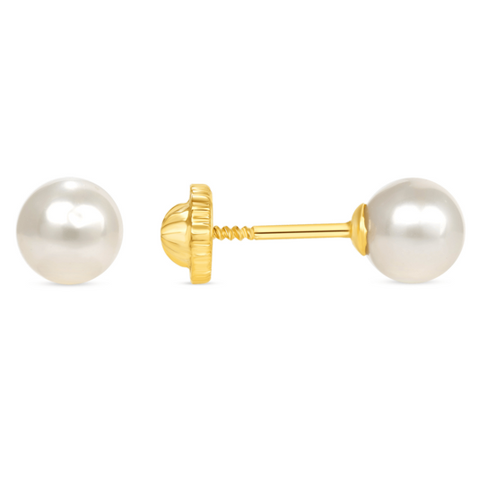 LeMel Pearl Stud Earrings 14K