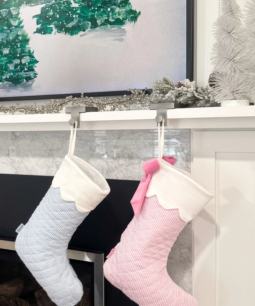 Bits & Bows Blue Quilted Stocking 