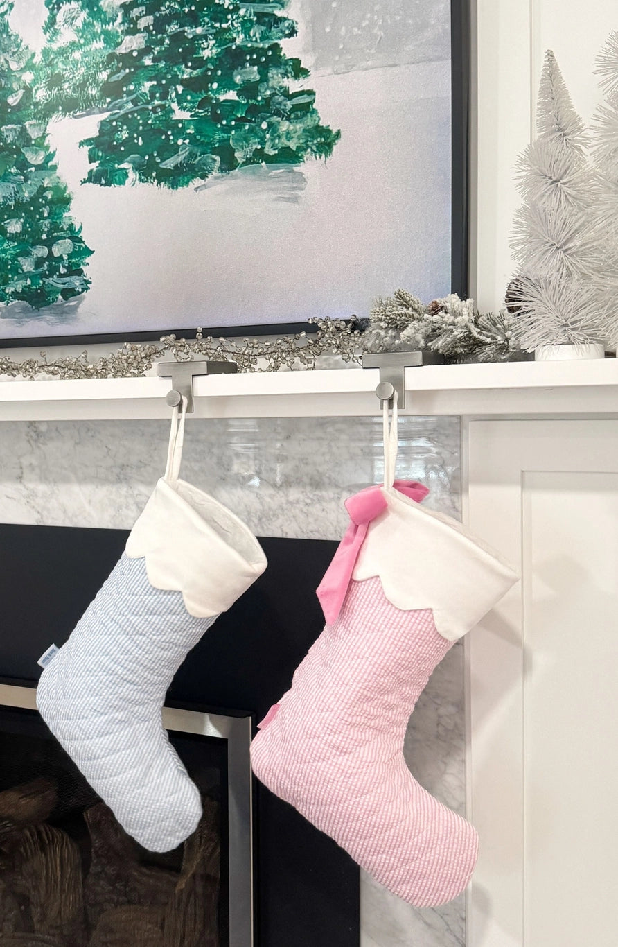 Bits & Bows Blue Quilted Stocking 