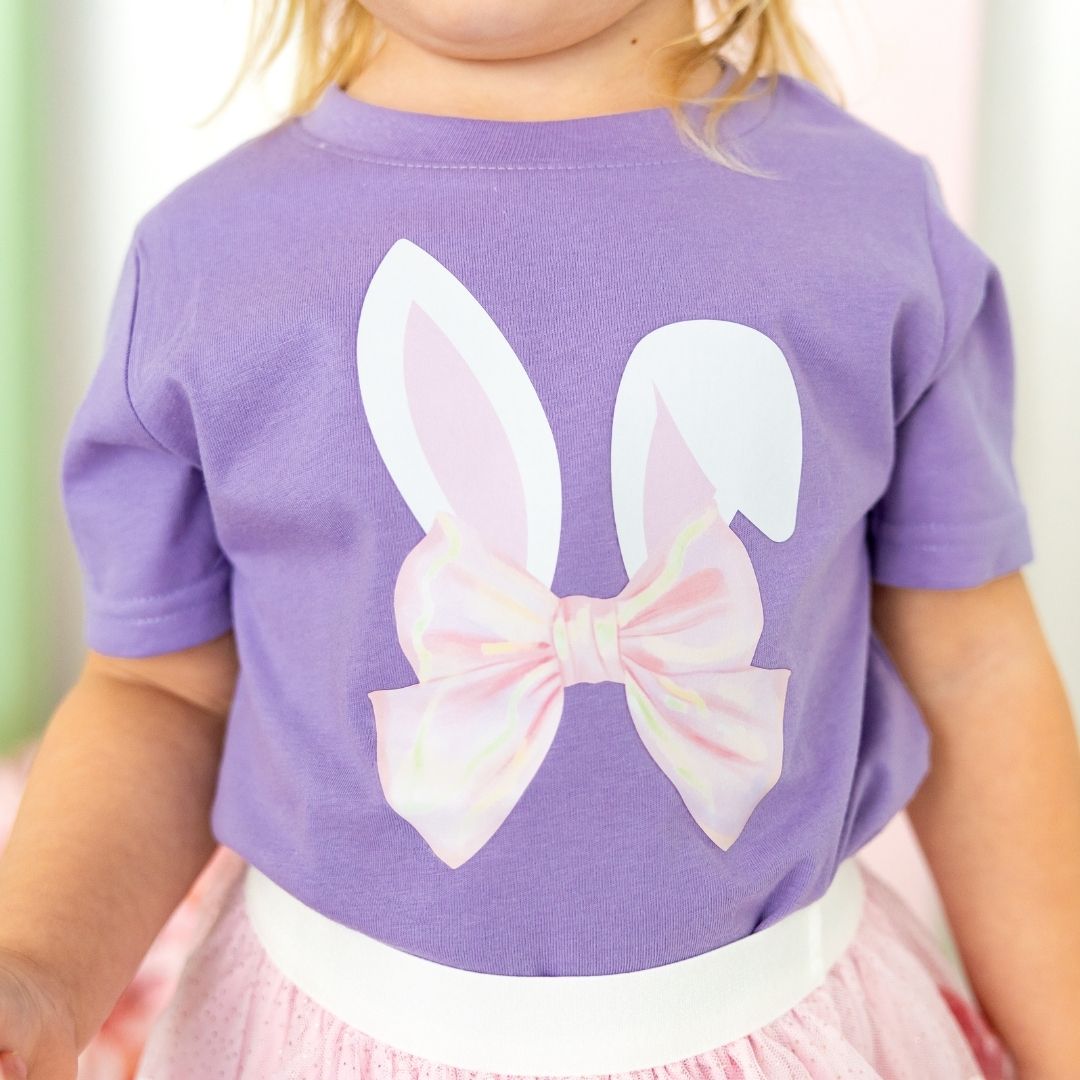 Sweet Wink Bunny Bow Easter Short Sleeve T-Shirt - Lavender