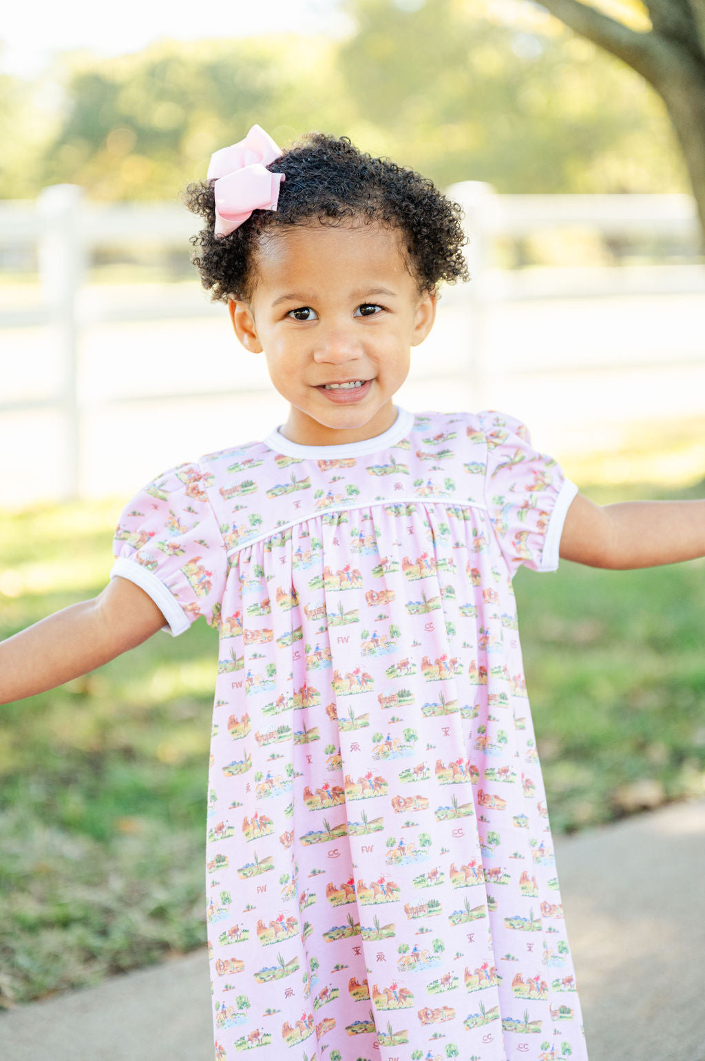 Ruth and Ralph Pink Cowgirl Toile Pima Catherine Dress