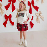 Sweet Wink Christmas Tartan Pearl Skirt