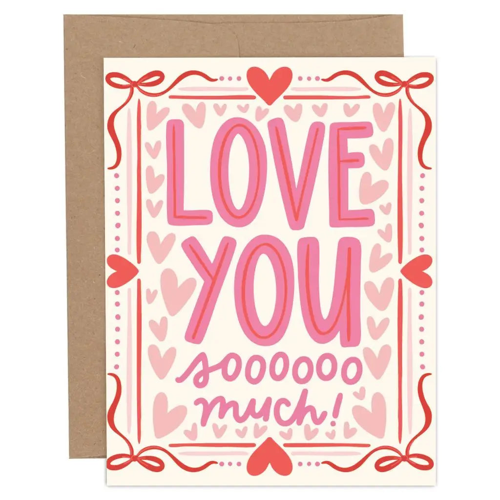 Pippi Post Love You So Much Hearts & Bows Greeting Card