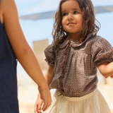 Minnow Girls Cafe Flora Puff Sleeve Collar Top