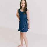 Landon James Gameday Scalloped Dress- Navy 