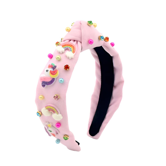 Poppyland Over the Rainbow Knot Headband- Pink