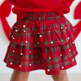 Sweet Wink Christmas Tartan Pearl Skirt
