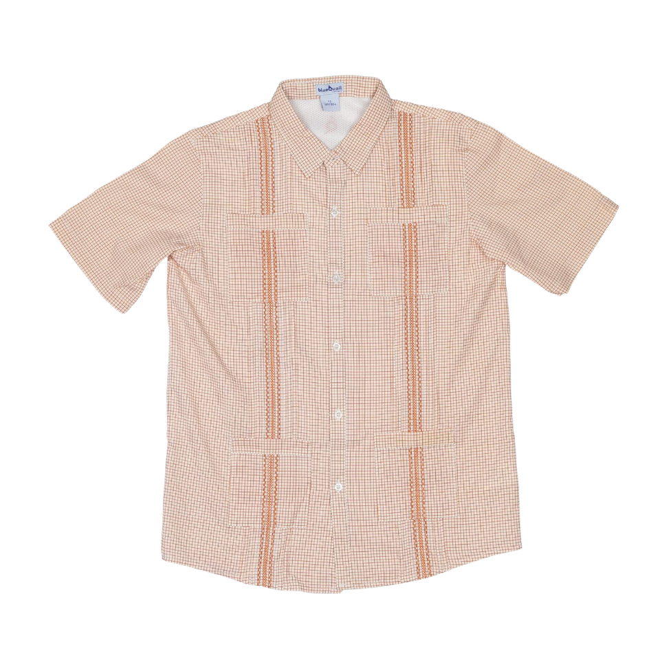BlueQuail Men's Gameday Guayabera- Burnt Orange 