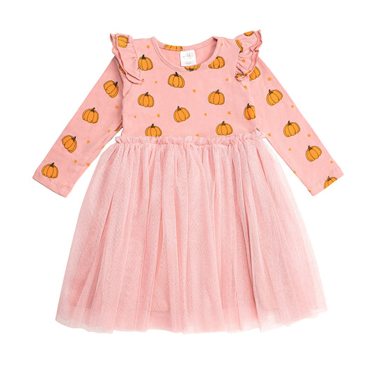 Sweet Wink Pumpkin Blush Long Sleeve Tutu Dress