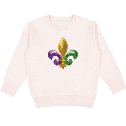 Sweet Wink Mardi Gras Fleur De Lis Patch Sweatshirt - Natural