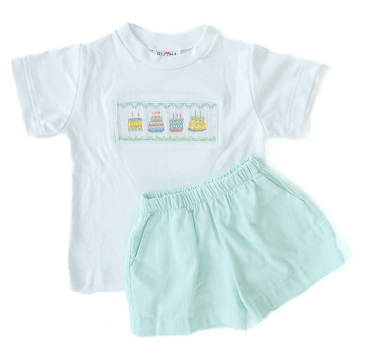 Ruth and Ralph Mint Green Birthday Boy Beau T-Shirt/Shorts Set