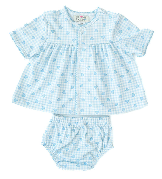 Ruth and Ralph Blue Hearts Layette Set