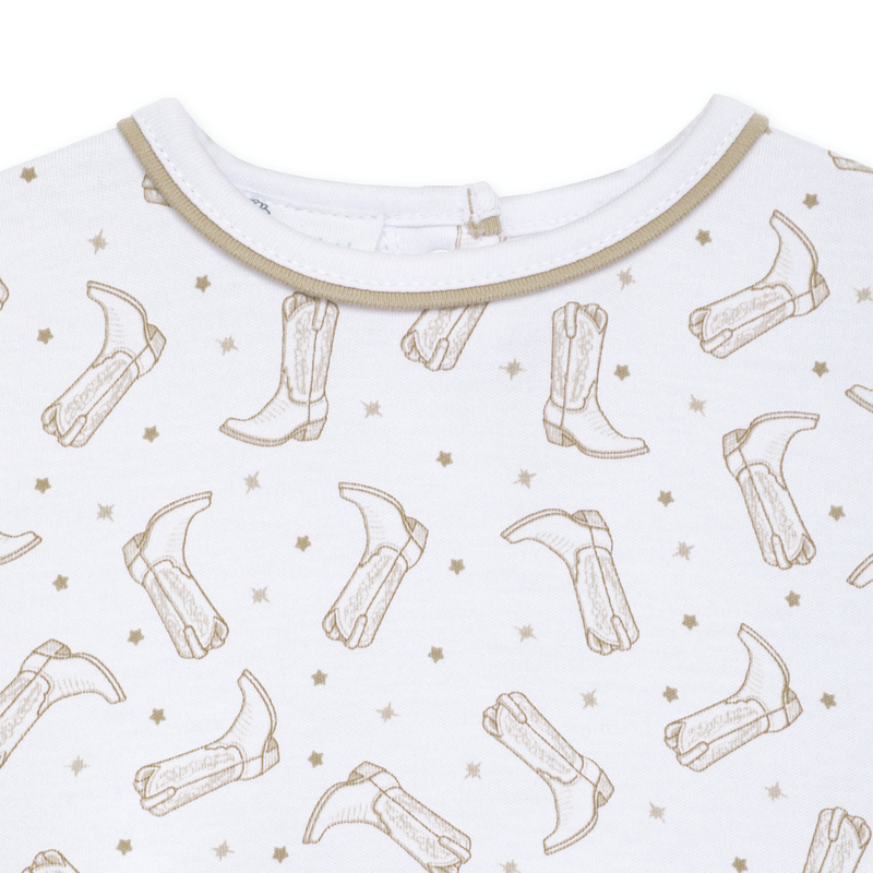 Magnolia Baby Darling Cowboy Boots Printed Bubble- Ivory