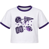 Sequin Football Elements Boxy Tee- Purple