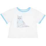 Azarhia Blue Gingham Bow Kitty Ringer Tee