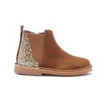 Children Chic Glitter and Suede Chelsea Boots in Camel