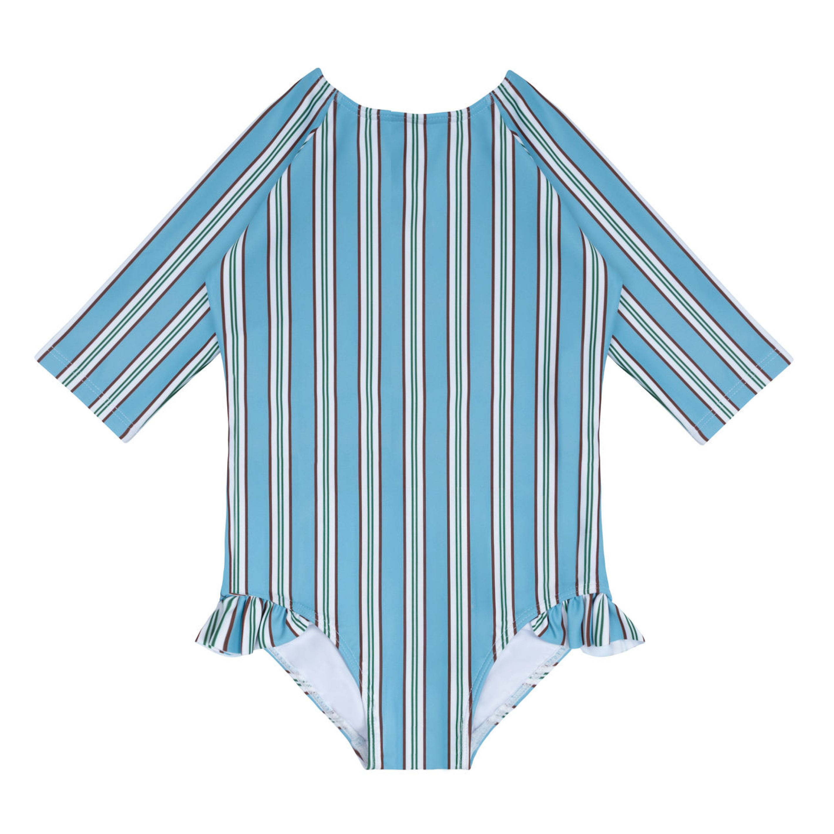 Minnow Girls Isla Blue Stripe Quarter Sleeve Rashguard One Piece