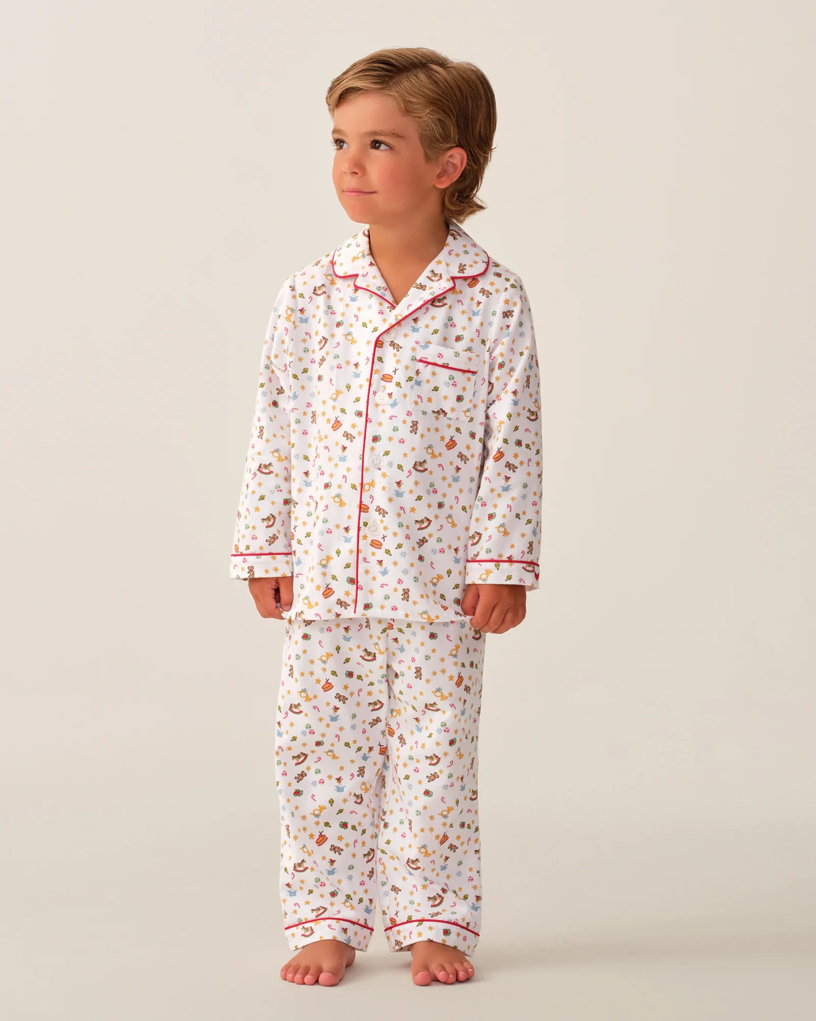Petite Plume Santa's Workshop Twill Children's Pajama Set