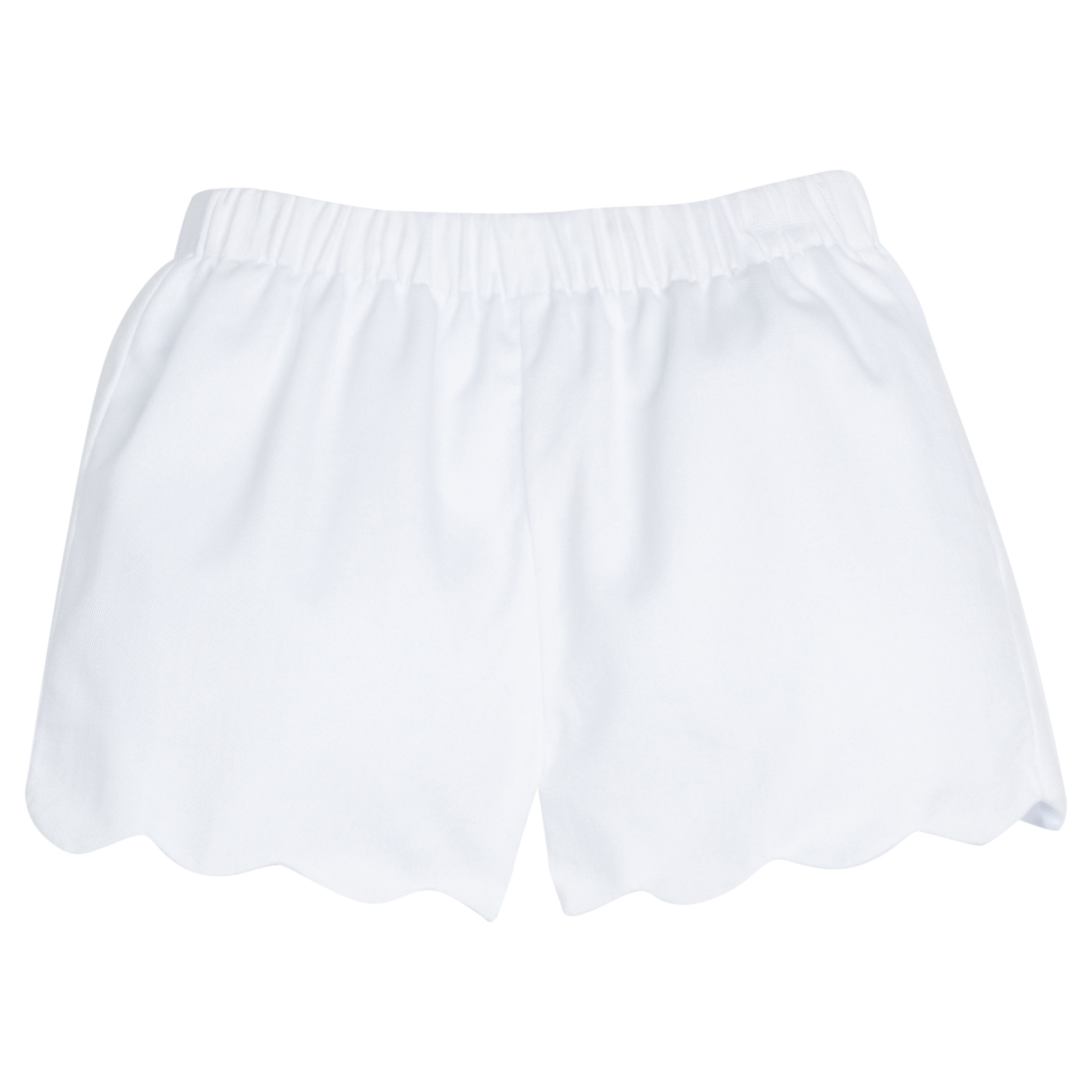 Little English Scallop Short - White Twill