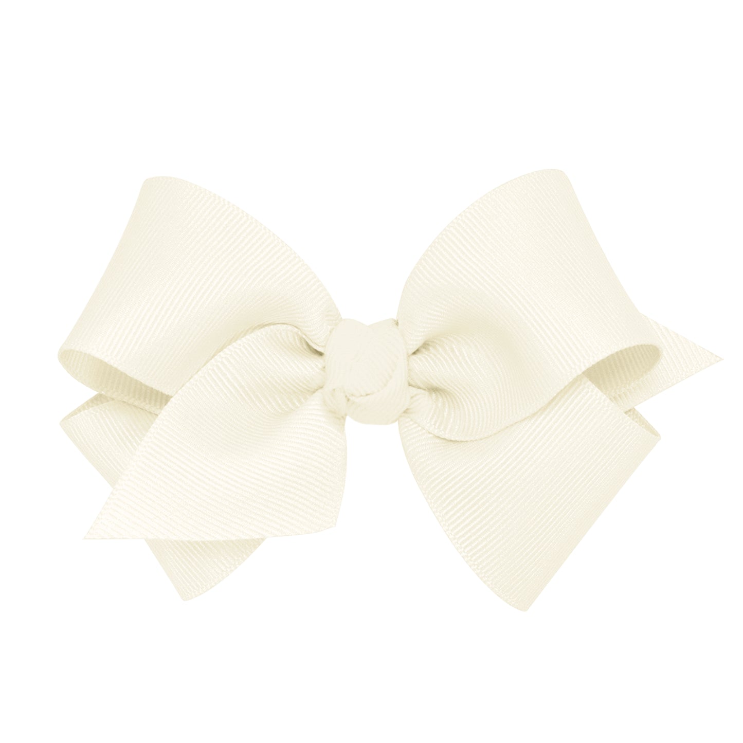 Small Grosgrain Hair Bow with Center Knot - Antique White
