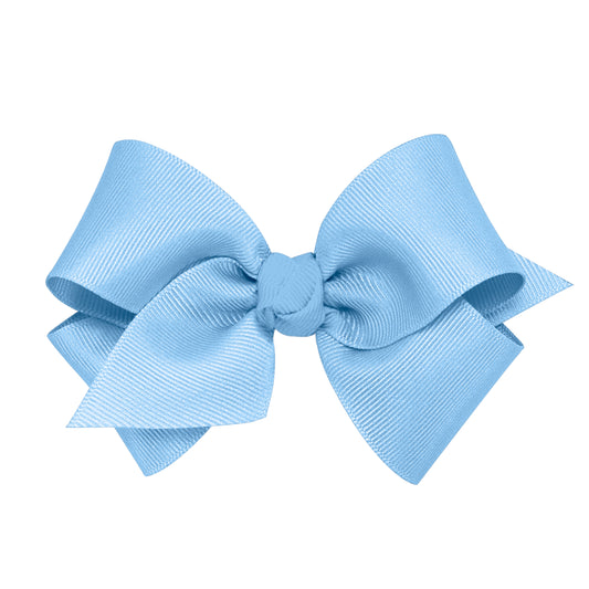 Small Grosgrain Hair Bow with Center Knot - Blue