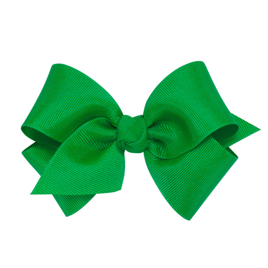 Small Grosgrain Hair Bow with Center Knot - Green