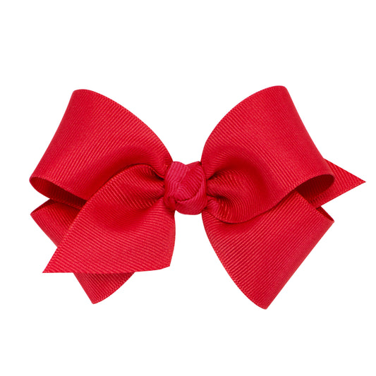 Small Grosgrain Hair Bow with Center Knot - Red
