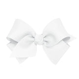Small Grosgrain Hair Bow with Center Knot - White