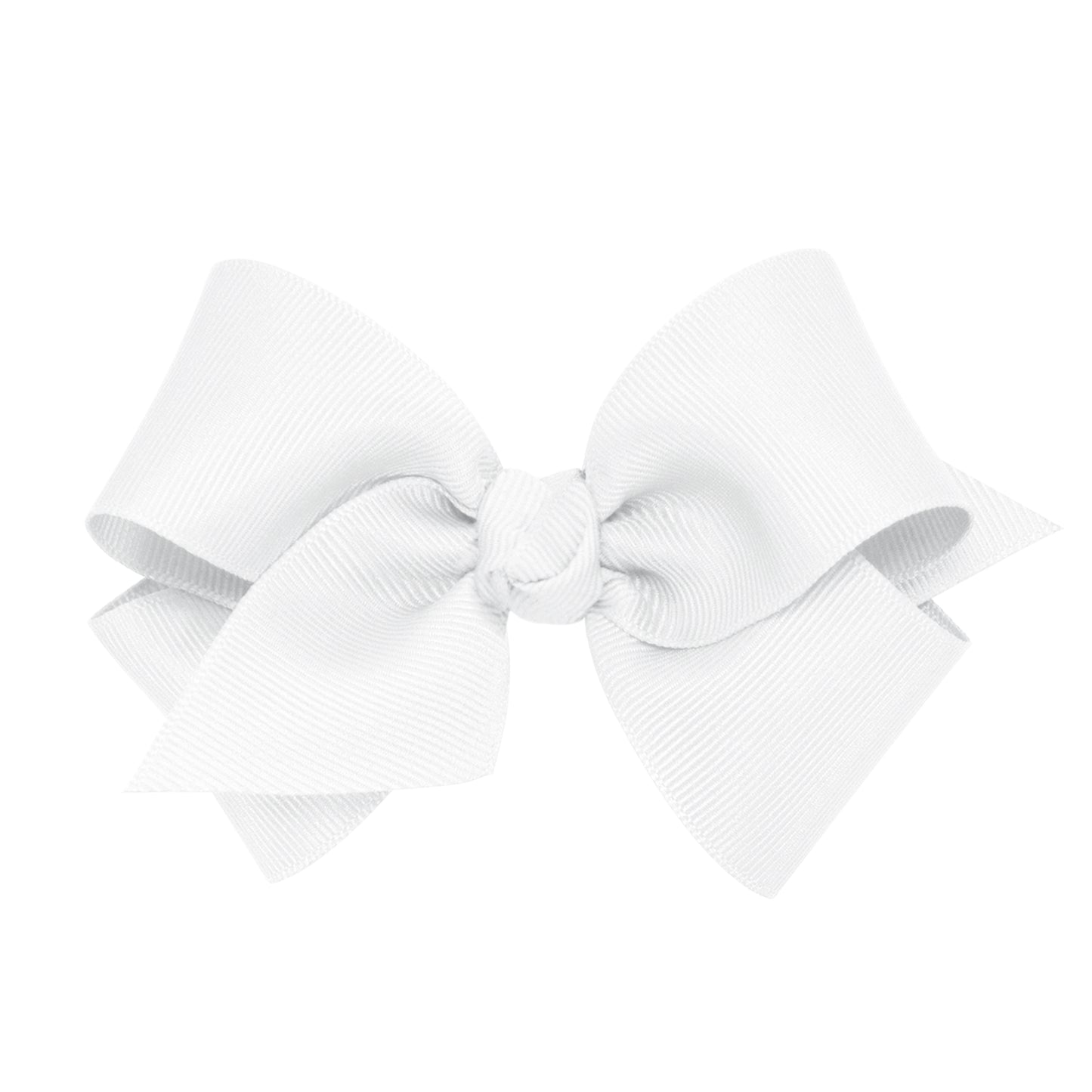 Small Grosgrain Hair Bow with Center Knot - White