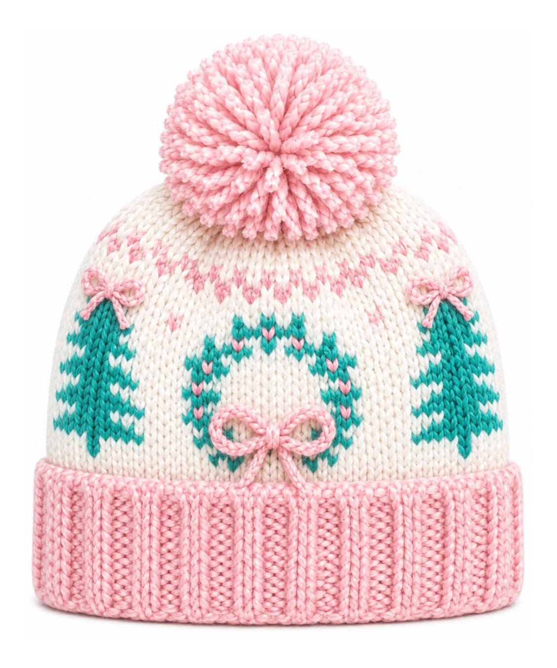 Bits and Bows Holiday Bow Wreath Bobble Hat