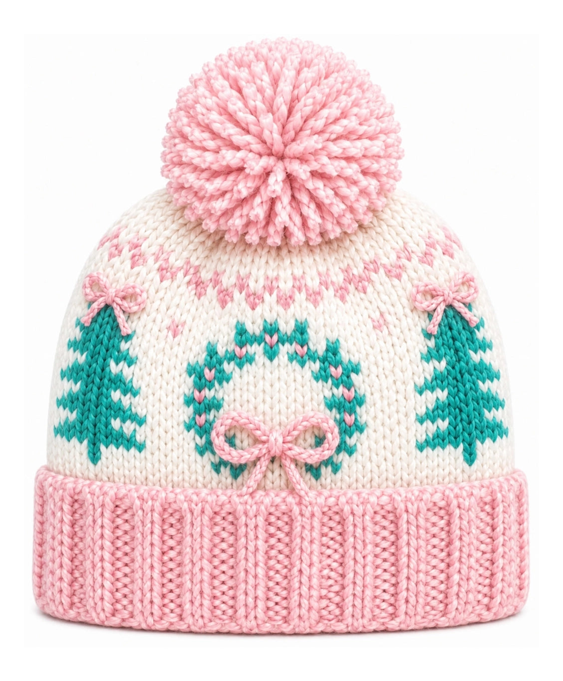 Bits and Bows Holiday Bow Wreath Bobble Hat