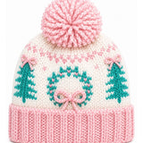 Bits and Bows Holiday Bow Wreath Bobble Hat