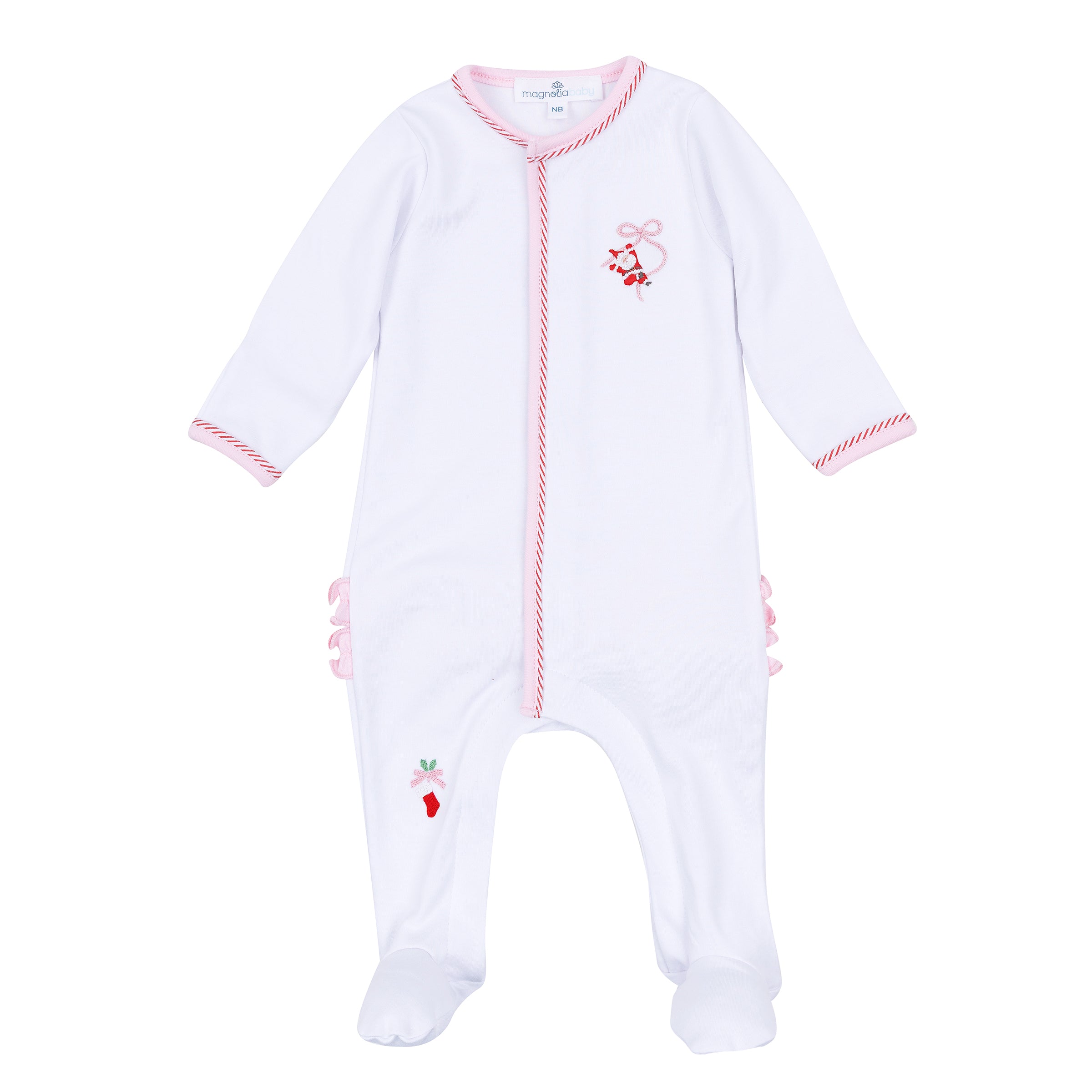 Magnolia Baby Jolly Ribbon Embroidered Ruffle Footie