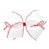 Wee Ones King Moonstitch Bow - White with Red