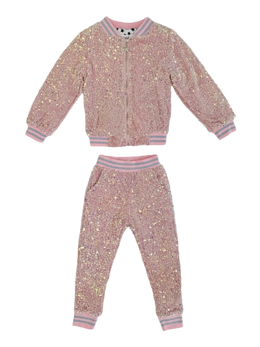 Lola and the Boys Cotton Candy Sequin Velour Set