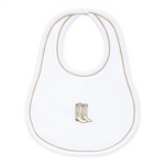 Magnolia Baby Darling Cowboy Boots Bib- Ivory