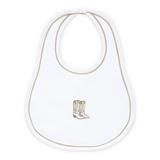 Magnolia Baby Darling Cowboy Boots Bib- Ivory