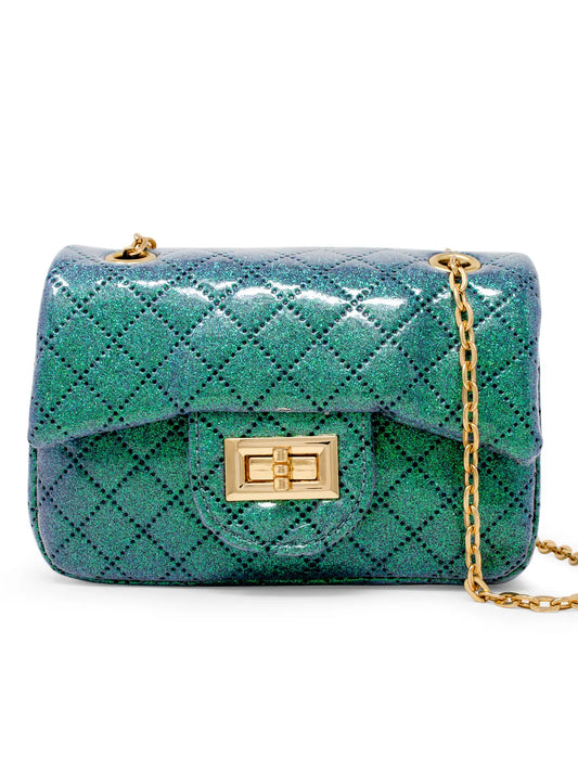 Zomi Gems Classic Quilted Sparkle Mini Bag Holiday Edition- Green