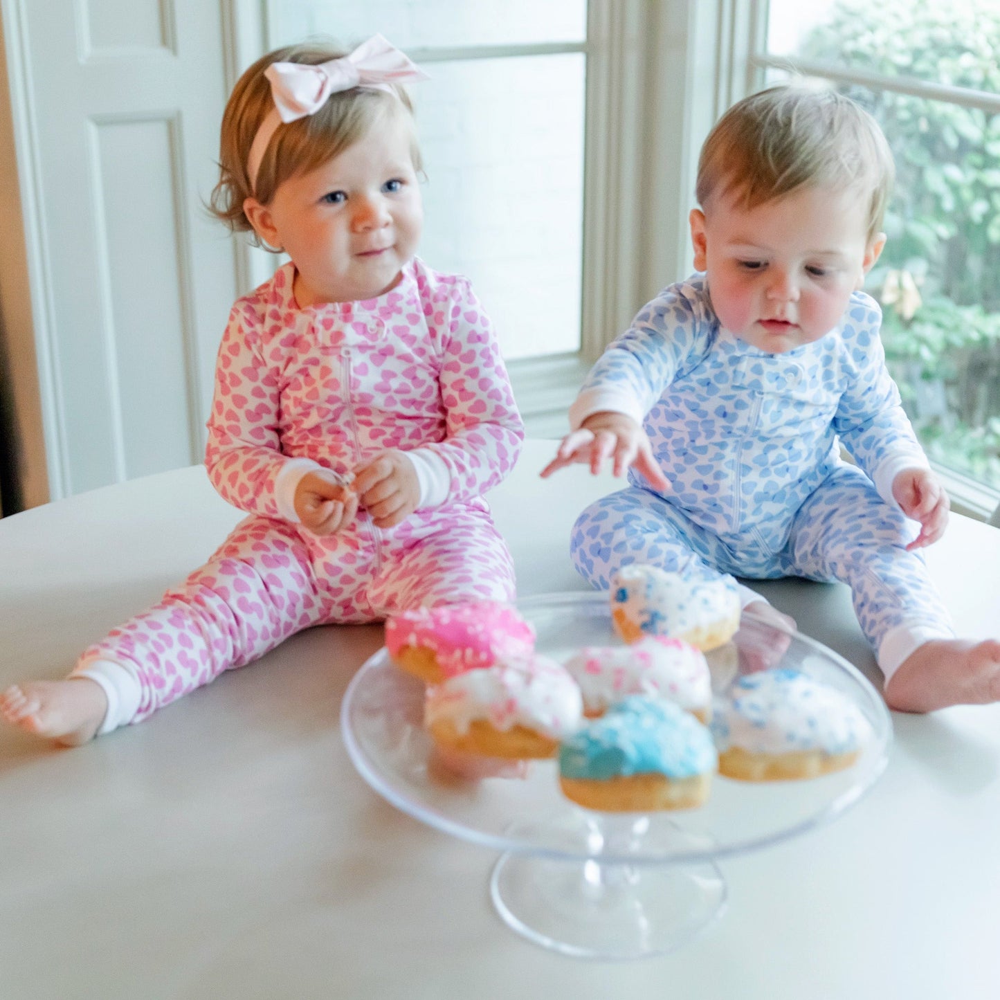 Parker Girls' Zipper Pajama - Confetti Hearts Pink