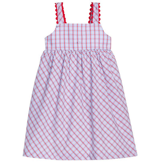 Little English Evie Dress- Patriotic Plaid