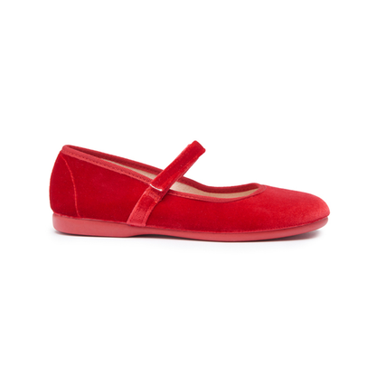 Children Chic Classic Velvet Mary Janes in Red