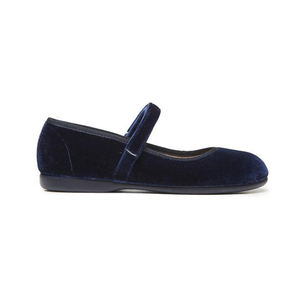 Children Chic Classic Velvet Mary Janes in Navy