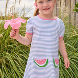 Applique Pocket T-Shirt Dress- Watermelon