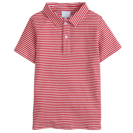 Little English Short Sleeve Polo - Red Stripe