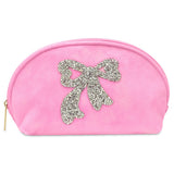 Iscream Glitter Bow Oval Cosmetic Bag