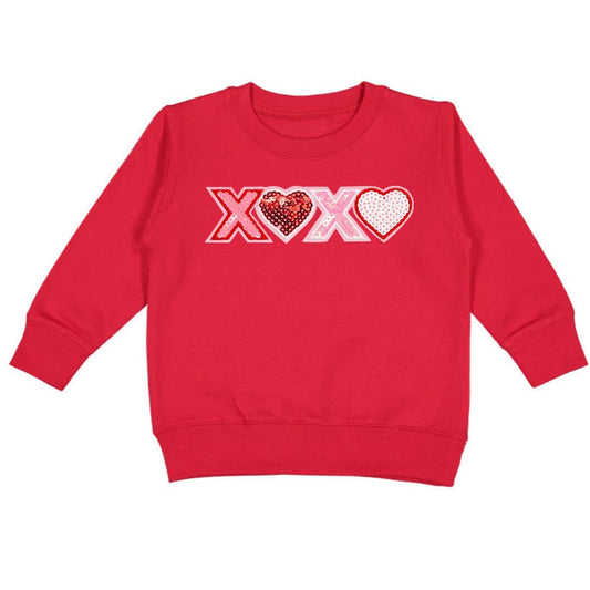 Sweet Wink XOXO Sequin Patch Valentine's Day Sweatshirt - Red