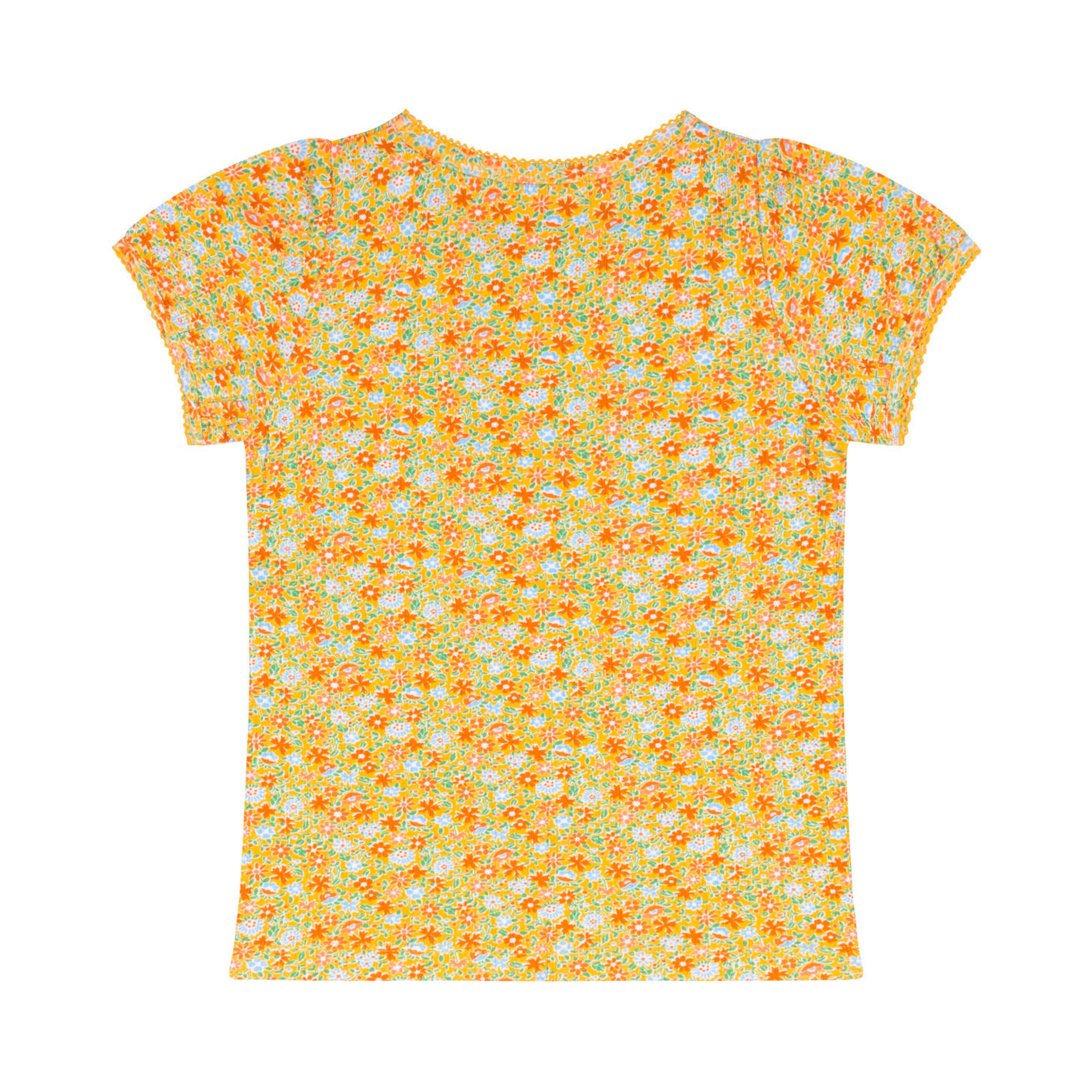 Minnow Girls Marigold Floral Puff Sleeve Shirt