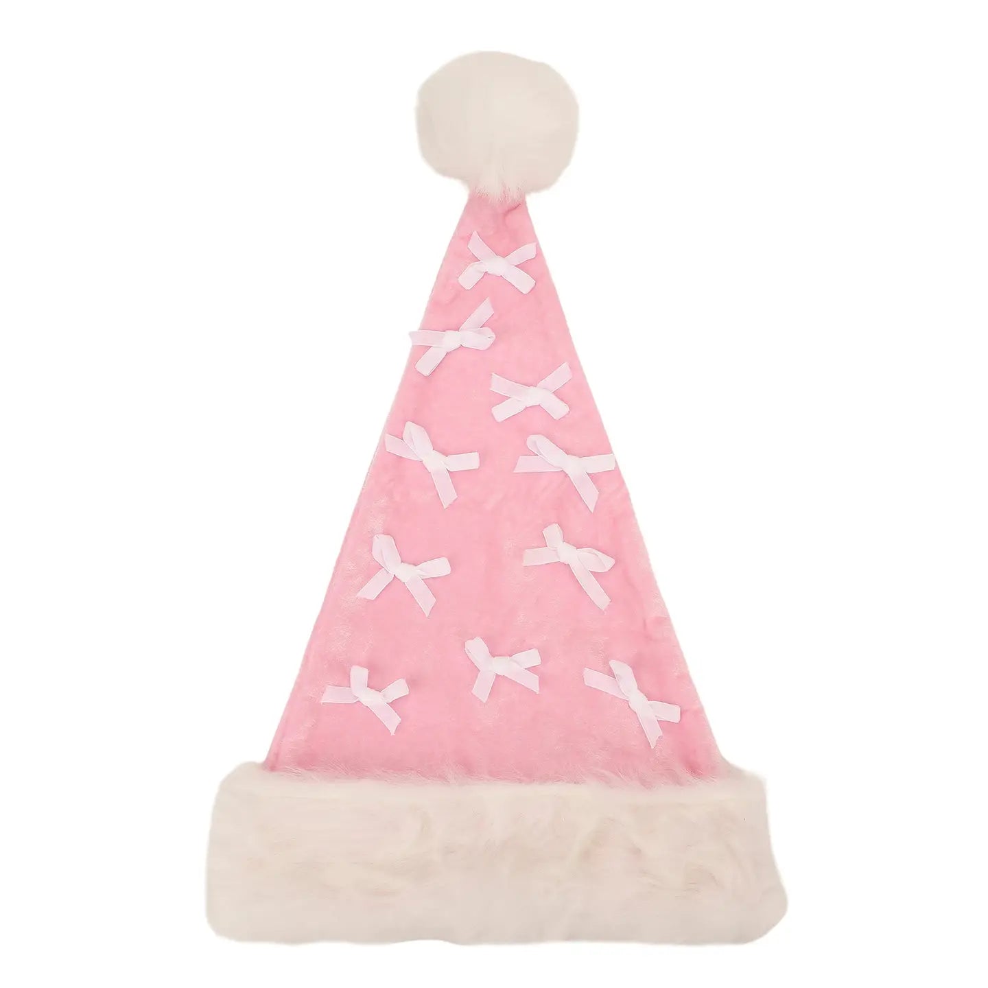 Packed Party Pink Velvet and Bows Santa Hat