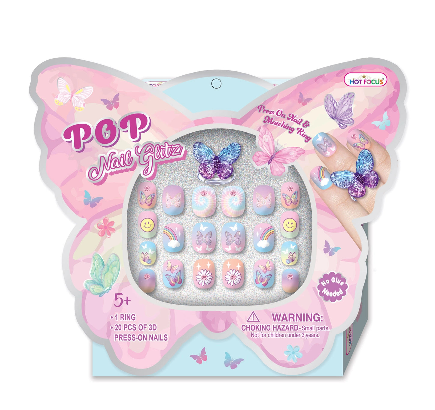Hot Focus Pop Nail Glitz- Tie Dye Butterfly