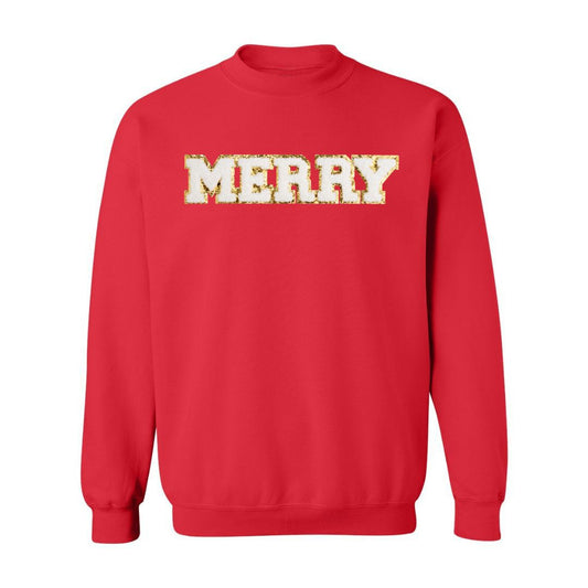 Sweet Wink Merry Patch Christmas Adult Sweatshirt - Red